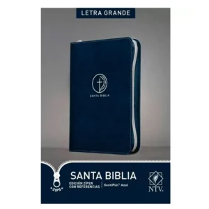 biblia con referencias ntv letra grande – imitacion piel azul con cierre