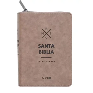 santa biblia nvi letra grande, tamaño compacto con cierre – marron