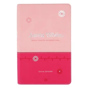 santa biblia nvi letra grande, tamaño manual – cuero ecologico duo tono rosa