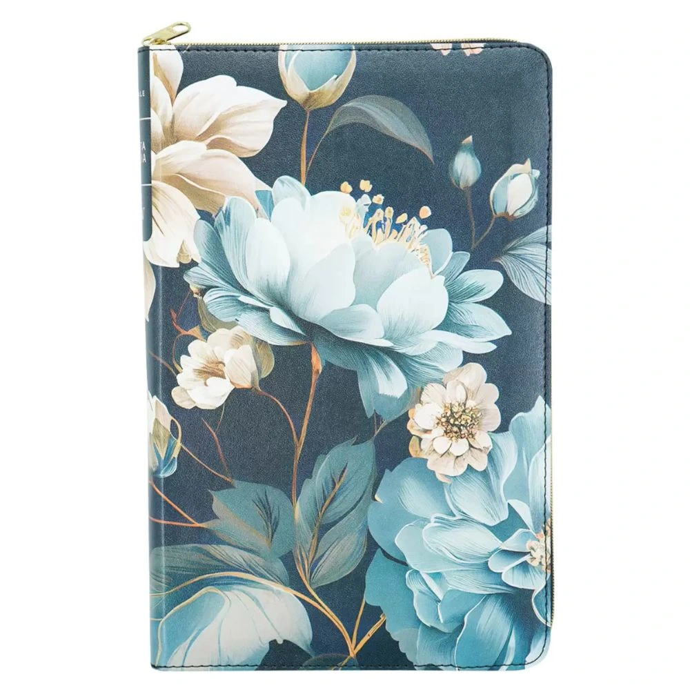 biblia ultrafina ntv con cierre – simil piel floral