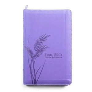biblia de promesas tamaño manual rvr 1960 – letra grande – con cierre e indice – imitacion piel lavanda