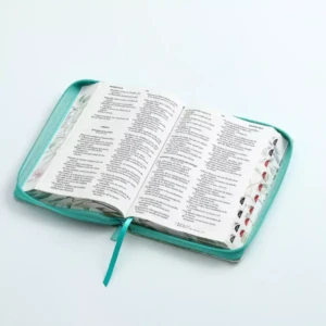 Biblia letra grande RV 1960, tapa floral con manija y cierre