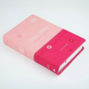 santa biblia nvi letra grande, tamaño manual – cuero ecologico duo tono rosa