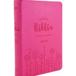 santa biblia nvi letra grande, tamaño compacto con cierre – fucsia