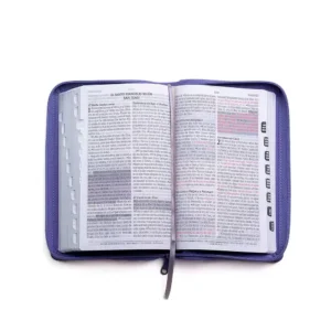 biblia de promesas tamaño manual rvr 1960 – letra grande – con cierre e indice – imitacion piel lavanda