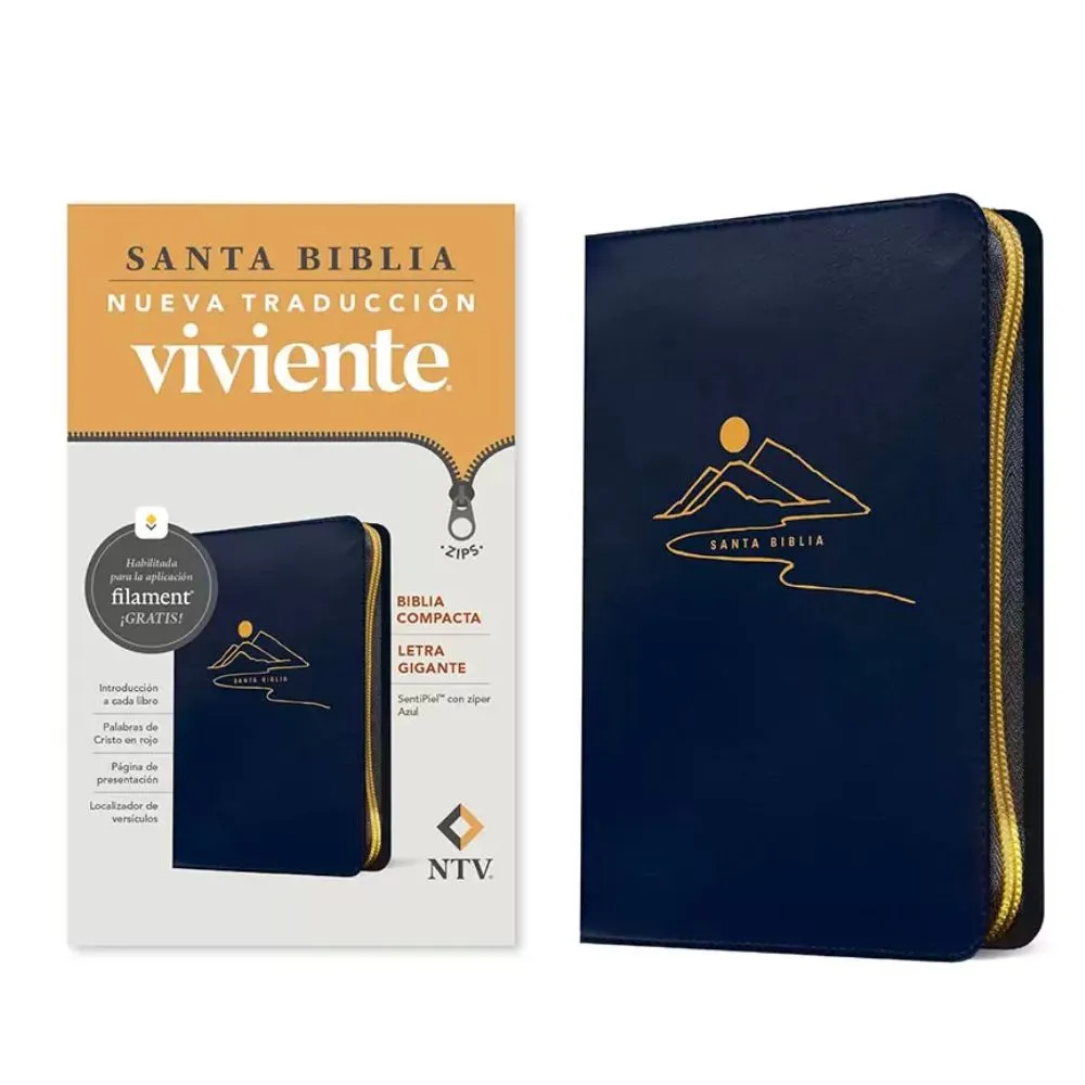 Biblia NTV letra grande compacta con cierre – color azul