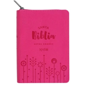Biblia NVI letra grande, tamaño compacto con cierre – fucsia