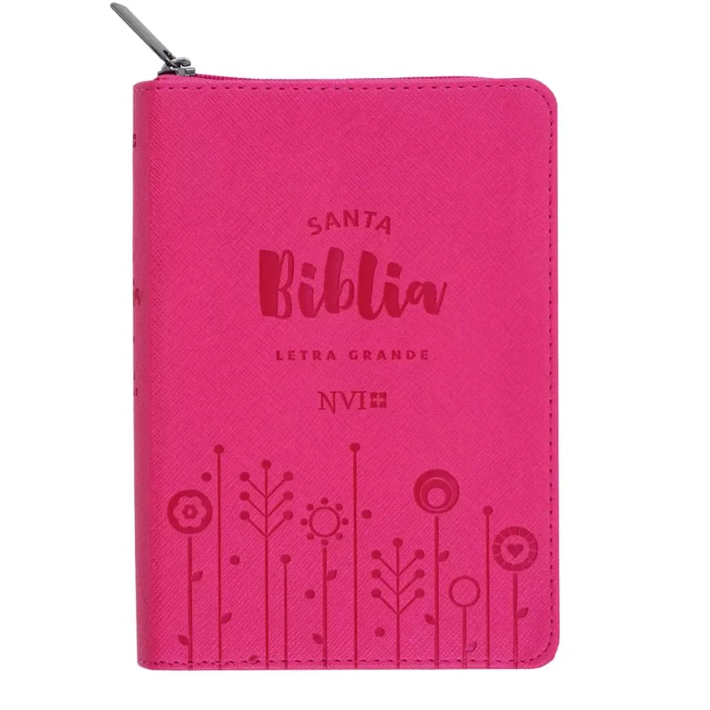 Biblia NVI letra grande, tamaño compacto con cierre – fucsia