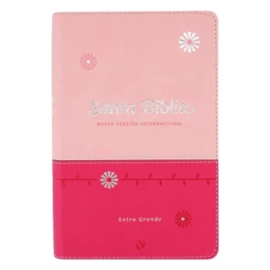 santa biblia nvi letra grande, tamaño manual – cuero ecologico duo tono rosa