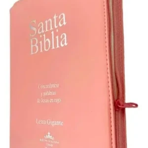 Biblia RV1960 letra gigante con cierre color rosado