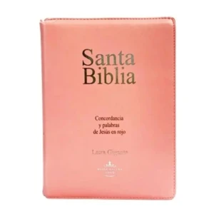Biblia RV1960 letra gigante con cierre color rosado