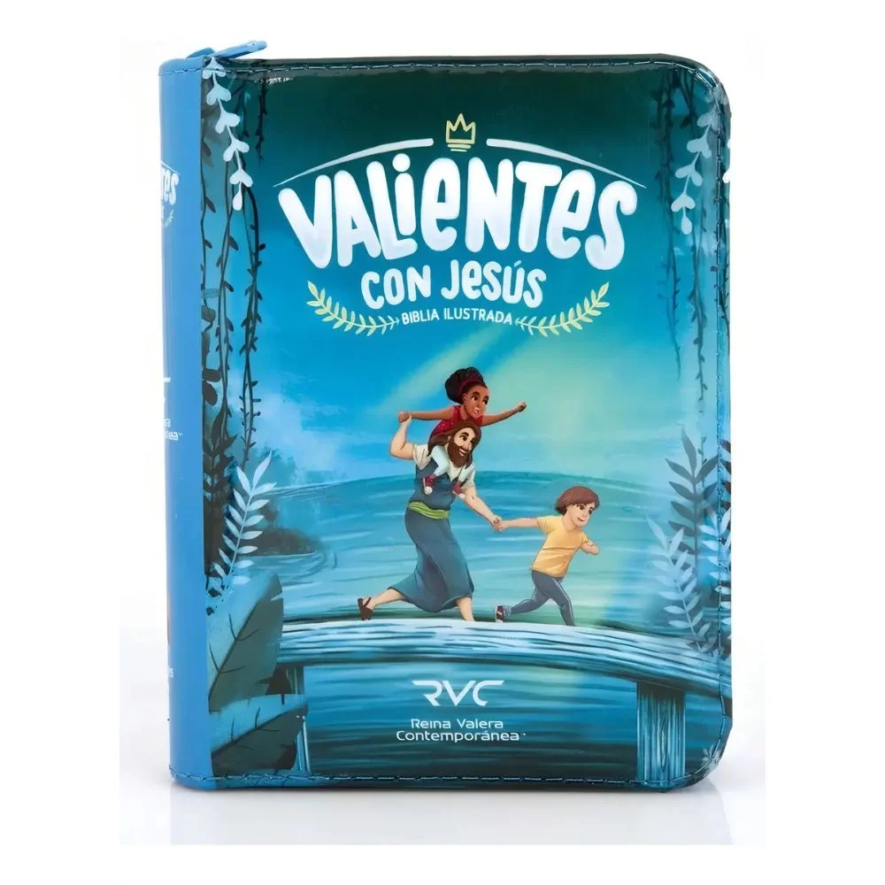 Biblia Valientes niños azul, cierre. RVC