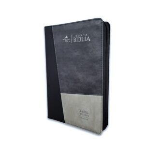 Biblia con Cierre Letra Gigante Manual 14 puntos RV1960, imit piel duotono gris y negro con índice