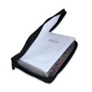 Biblia con Cierre Letra Gigante Manual 14 puntos RV1960, imit piel duotono gris y negro con índice