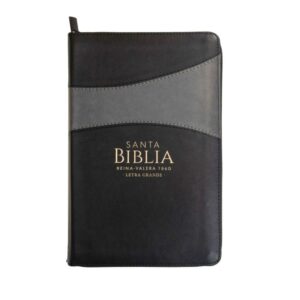 Biblia con Cierre Letra Grande 12 puntos RV1960 imit piel negro y gris con índice
