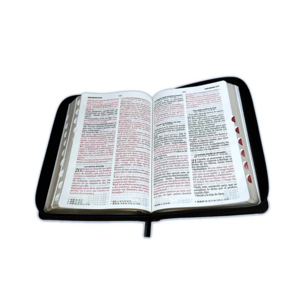 Biblia con Cierre Letra Grande 12 puntos RV1960 imit piel negro y gris con índice - Image 2