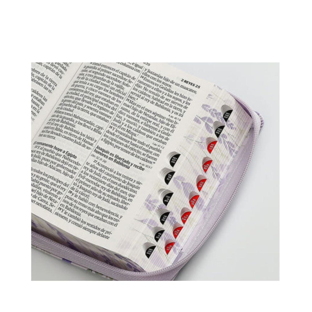 Biblia con Cierre RV1960, letra grande, flores lila - Image 3
