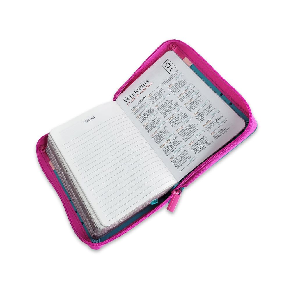 Biblia RV1960 Fucsia/Rosa/Turquesa con flores - Image 3