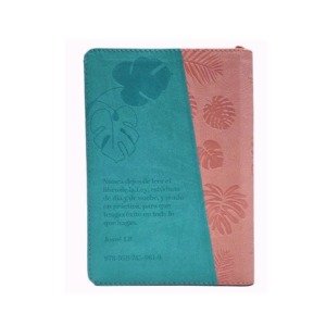 Biblia TLA Letra Grande 11 puntos Menta Rosa Piel, con Cierre