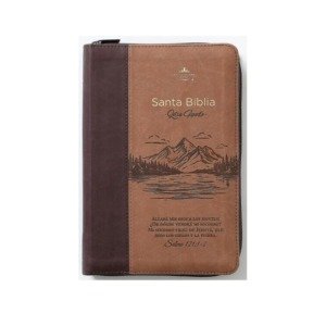 Biblia RVR60 tamaño manual letra Gigante café con cierre Alzaré mis ojos