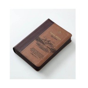 Biblia RVR60 tamaño manual letra Gigante café con cierre Alzaré mis ojos
