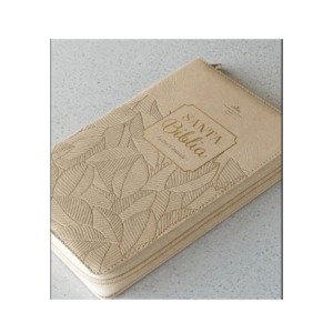 Biblia para Premios y Regalos, Reina Valera 1960, Letra Grande, Símil Piel, Cierre, Beige