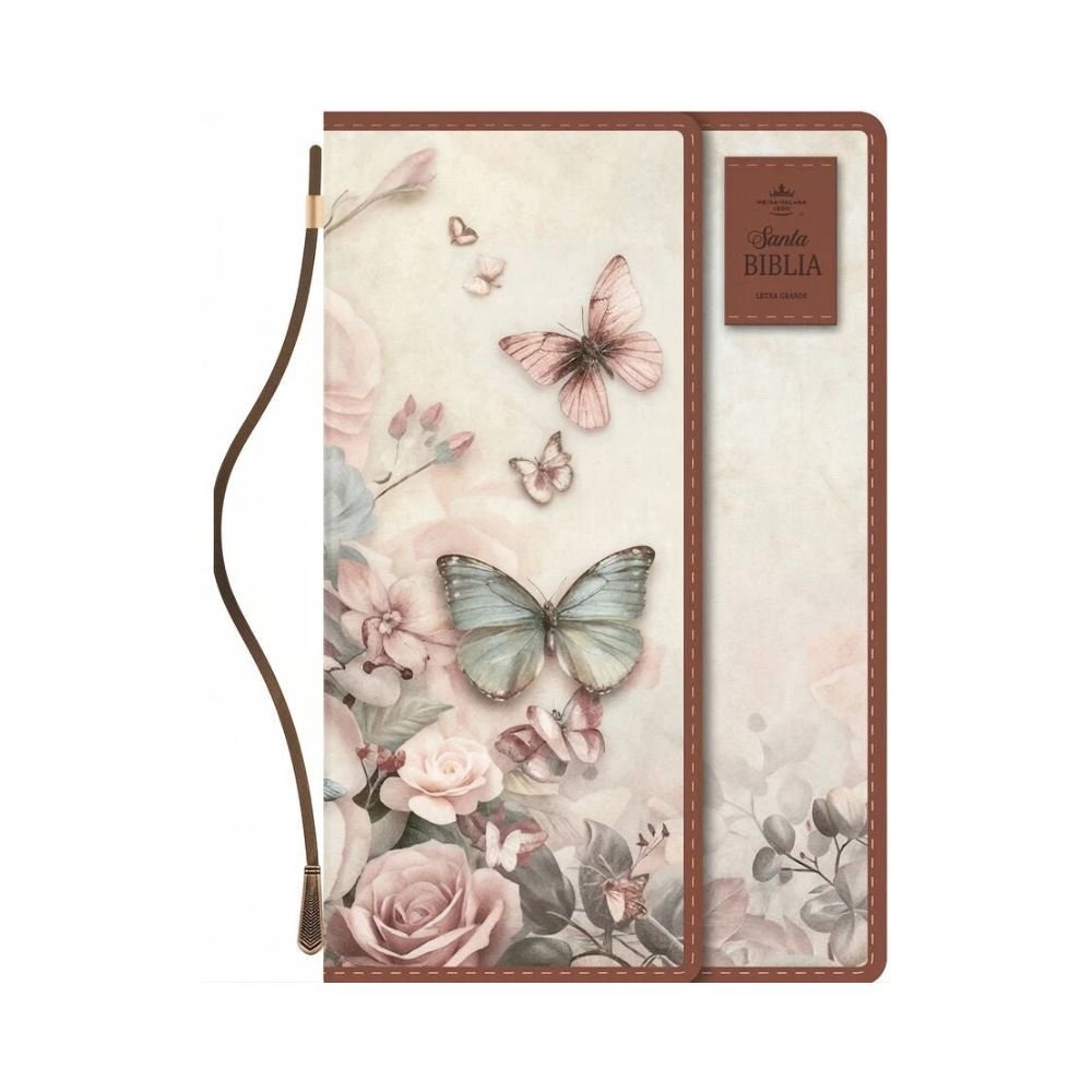 Biblia RV1960 Exquisita Mariposas en Primavera con Broche y Agarradera