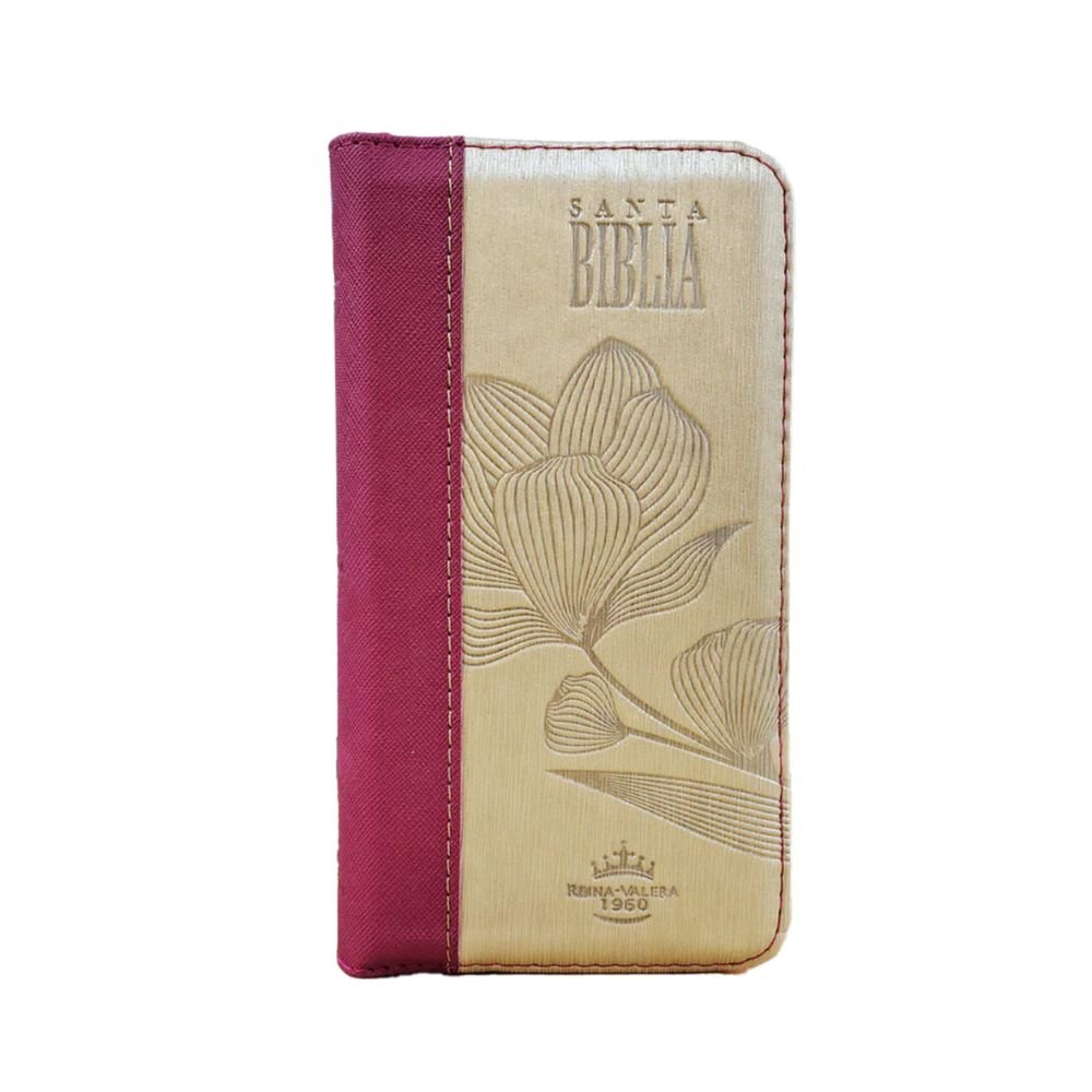 Biblia RV1960 Tipo Cartera con Indice, Color Magenta Beige